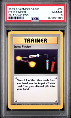 1999 POKEMON GAME SHADOWLESS #74 ITEM FINDER PSA 8 - Image 1