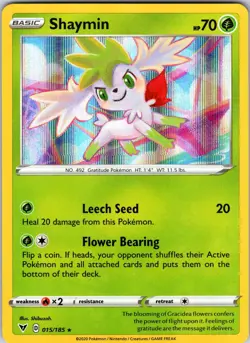 Shaymin 015/185 SWSH04: Vivid Voltage Pokemon NM Holo - Image 1