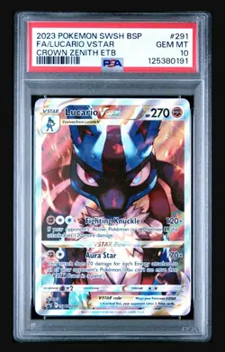 Lucario VSTAR SWSH291 PSA 10 Gem Mint - Pokemon Crown Zenith ETB Full Art! 🔥 - Image 1