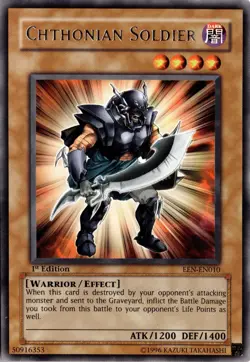Chthonian Soldier Rare Effect Monster 1st Edition Elemental Energy Yugioh - Image 1