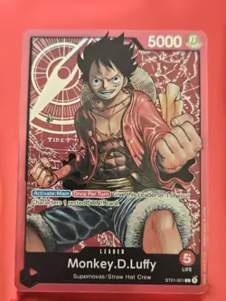 One Piece Monkey.D.Luffy Foil Card ST01-001 Leader Rare Pre-Erreta - Image 1