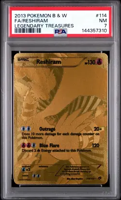 2013 POKEMON BLACK & WHITE LEGENDARY TREASURES #114 FA/RESHIRAM PSA 7 - Image 1