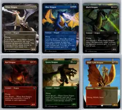 6 BORDERLESS Dragons SET Magic the Gathering MTG Adventures in Forgotten Realms - Image 1