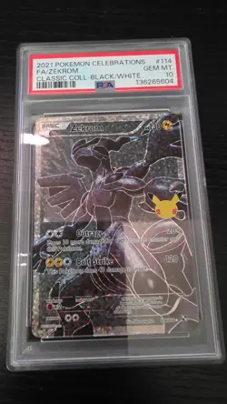 PSA 10 GEM MINT 2021 POKEMON CELEBRATIONS FULL ART ZEKROM BLACK/WHITE 114/114 - Image 1
