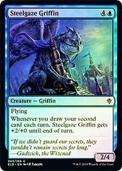 Steelgaze Griffin FOIL Throne of Eldraine NM Blue Common MAGIC MTG CARD ABUGames - Image 1