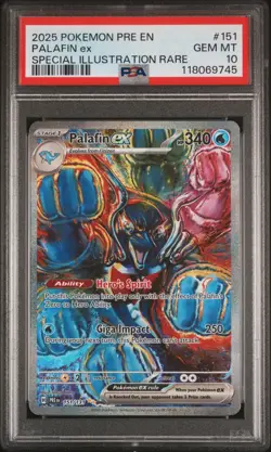 2025 POKEMON PRE EN-PRISMATIC EVOLUTIONS #151 PALAFIN EX PSA 10 - Image 1