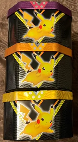 Pokemon TCG V Empty Power Tins Set - 1x Pikachu 1x Eevee 1x Eternatus - No Cards - Image 3