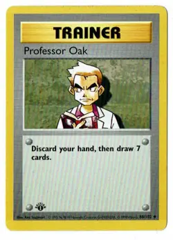 🚨 Professor Oak Pokemon Base Set 88/102 1999 1st Edition Shadowless Card - Image 1