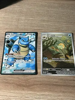 Blastoise EX Omanyte Pokemon TCG MEW Set 2023 184/165 180/165 Lot of 2 - Image 3