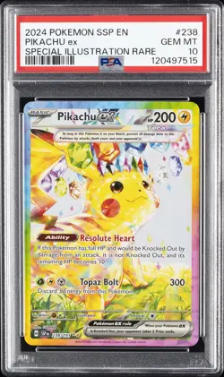 2024 POKEMON SSP EN-SURGING SPARKS SPECIAL ILLUSTRATION RARE PIKACHU EX PSA 10 - Image 1