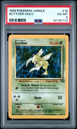 1999 POKEMON JUNGLE #10 SCYTHER-HOLO PSA 6 - Image 1