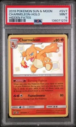 PSA 9 : Pokemon Charmeleon SV7/SV94 Sun & Moon Hidden Fates Shiny Holo Rare - Image 1