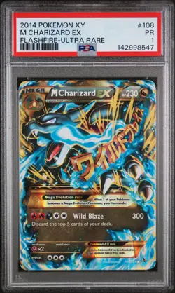 2014 POKEMON XY FLASHFIRE ULTRA RARE #108 M CHARIZARD EX PSA 1 - Image 1
