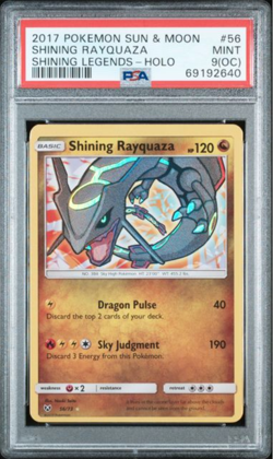 PSA 9 (OC) Rayquaza Holo Sun & Moon Shining Legends 56 Shining 2017 Pokemon - Image 1