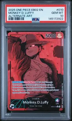 PSA 10 Monkey D. Luffy (Alt Art) EB02-010 EN One Piece B22 NEW CERT - Image 1