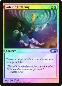 Solemn Offering FOIL Magic 2014 / M14 NM White Common MAGIC MTG CARD ABUGames - Image 1