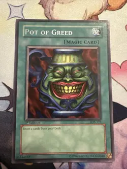 Yugioh Pot of Greed LOB-119 1st Edition Vintage Original - Image 1
