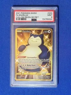 Pokemon Snorlax Secret Rare 224/198 Sword & Shield Chilling Reign Holo PSA 9 - Image 1