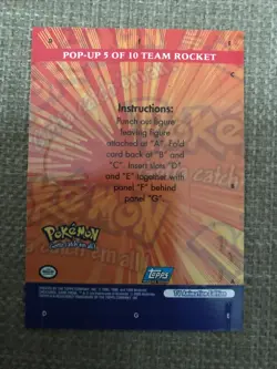 Team Rocket- Pop-Up 5 of 10-Pokemon TV Animation 3-Topps Card - NM - Image 2