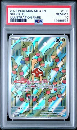 2025 POKEMON MEG EN-MEGA EVOLUTION ILLUSTRATION RARE #136 SHUCKLE PSA 10 - Image 1