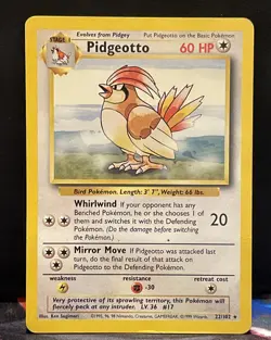 1999 Pokemon TCG - Pidgeotto Rare Base Set Unlimited 022/102 MP/DM - Image 1