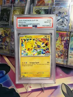 POKEMON PIKACHU 2025 WORLD CHAMPIONSHIPS PROMO #225 PSA 10 - Image 1