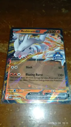 Pokemon TCG Reshiram ex Great Ball League Champion Promo 020/086 English - Image 2
