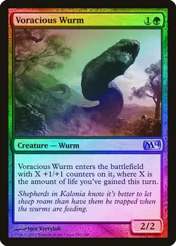 Voracious Wurm FOIL Magic 2014 / M14 NM Green Uncommon MAGIC MTG CARD ABUGames - Image 1