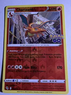 Pokemon Card Charizard Pokemon Go Reverse Holo Rare 010/078 LP - Image 1