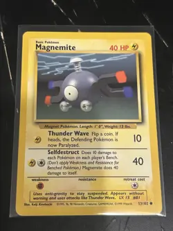 Misprint Pokemon Card Magnemite Base Set 53/102 Printer Hickey Error MP - Image 1
