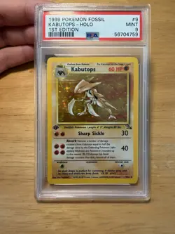 Pokemon 1999 Fossil Kabutops 9/62 Holo Rare 1st Edition PSA 9 - Image 1
