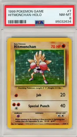 1999 POKEMON GAME #7 HITMONCHAN-HOLO PSA 8 - Image 1