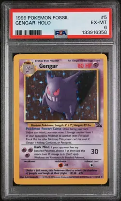 1999 POKEMON FOSSIL #5 GENGAR-HOLO PSA 6 - Image 1