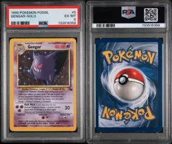 1999 POKEMON FOSSIL #5 GENGAR-HOLO PSA 6 - Image 3