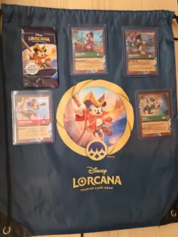 Exclusive FULL (5) Disney Cruise Line Treasure Lorcana Promo Card Set & Bag - Image 1