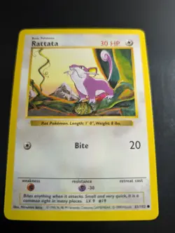 Rattata 61/102 - Base Set - WoTC Pokemon Card - Played - Image 1