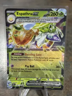 Espathra EX Ultra Rare Holo Foil Grass Paldean Fates Pokemon TCG Card 006/091 - Image 1