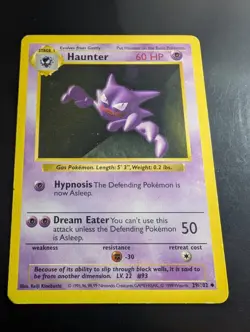 Haunter 29/102 - Shadowless Base Set - WoTC Pokemon Card - Played - Image 1