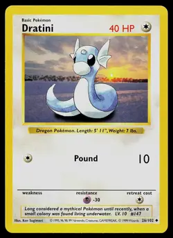 Pokemon Card - Dratini Base Set Shadowless 26/102 Uncommon - Image 1