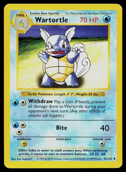 Pokemon Card - Wartortle Base Set Shadowless 42/102 Uncommon - Image 1
