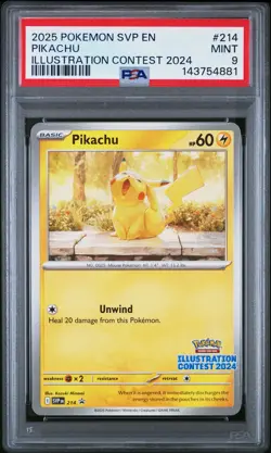 2025 POKEMON SVP EN-SV BLACK STAR PROMO ILLUSTRATION CONTEST 2024 PIKACHU PSA 9 - Image 1