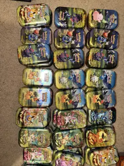 Pokemon Mini Tins Empty Lot of 60 Tins No Packs Only Card And Coin Included - Image 2