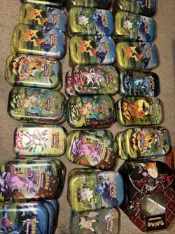 Pokemon Mini Tins Empty Lot of 60 Tins No Packs Only Card And Coin Included - Image 3
