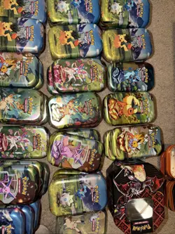 Pokemon Mini Tins Empty Lot of 60 Tins No Packs Only Card And Coin Included - Image 4