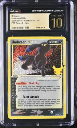 Pokemon Umbreon Gold Star Celebrations Classic Coll. #17 CGC 10 Pristine - Image 1
