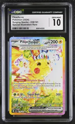 Pokemon Pikachu ex Surging Sparks Special Illustration Rare #238 CGC 10 Gem Mint - Image 1