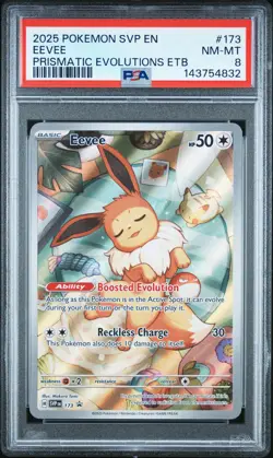 2025 POKEMON SVP EN-SV BLACK STAR PROMO #173 EEVEE PSA 8 - Image 1