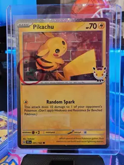Pikachu 051/162 Pokemon Day STAMPED Cosmos Pokemon Day Promo SWIRL 🌀 - Image 2