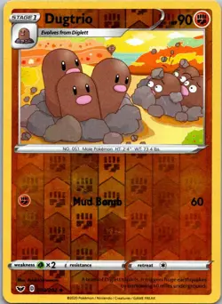 Pokemon Sword & Shield Base Dugtrio Reverse Holo 093/202 - Image 1