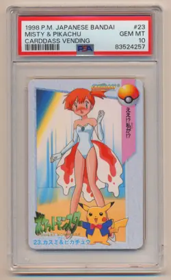 PSA 10 Pokemon 1998 JAPANESE Bandai Misty & Pikachu Cardass Vending #23 GEM MINT - Image 1